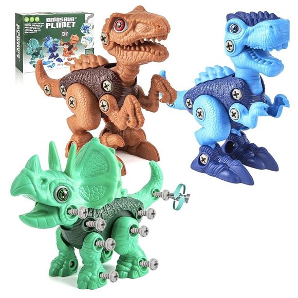 Kids 3 Pack Dinosaur Toys Take Apart Dinos Building, Development & Entertainment - Picture 1 of 5